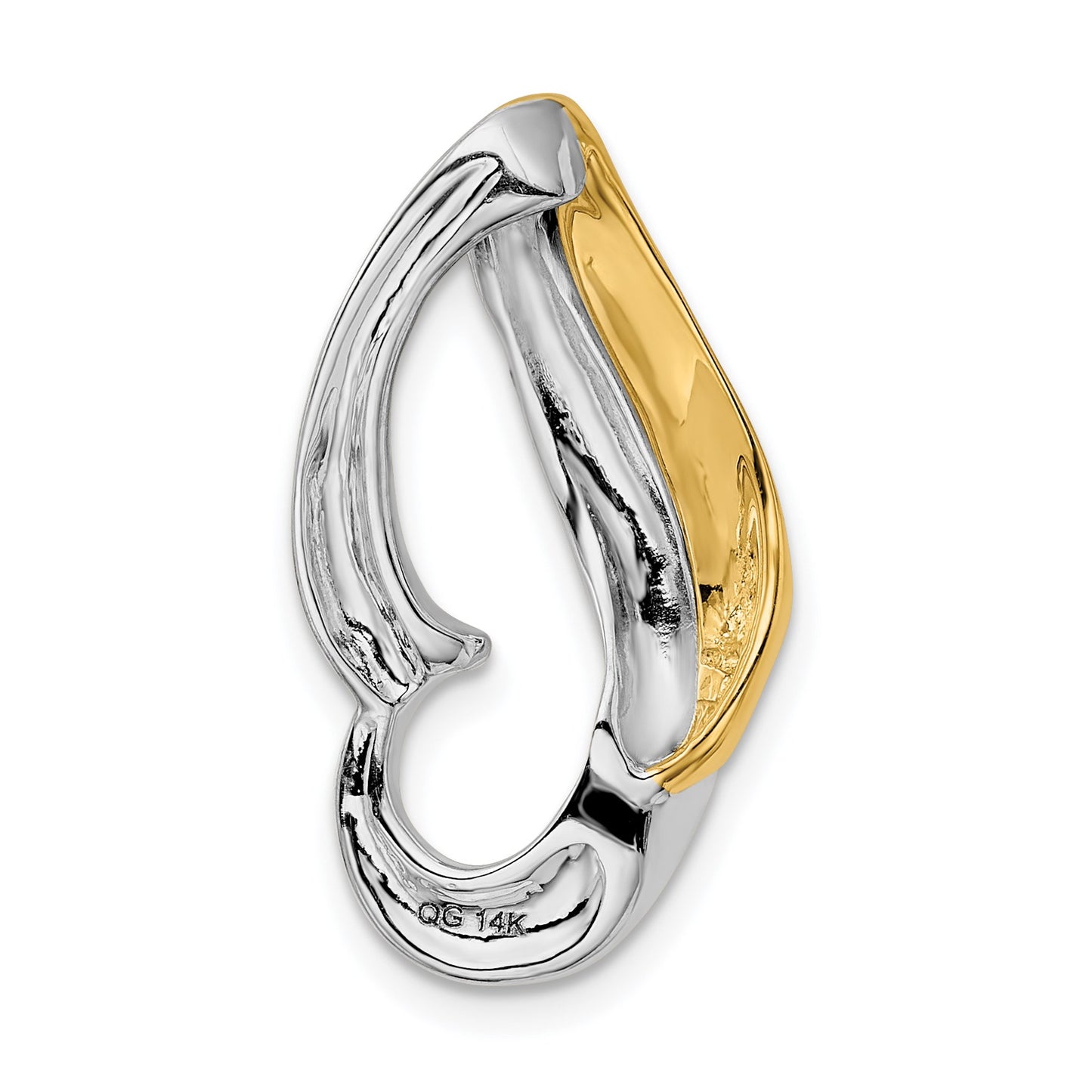 14k Two-tone Polished Slide Fits up to 6mm Regular/8mm Fancy or Reversible Omega