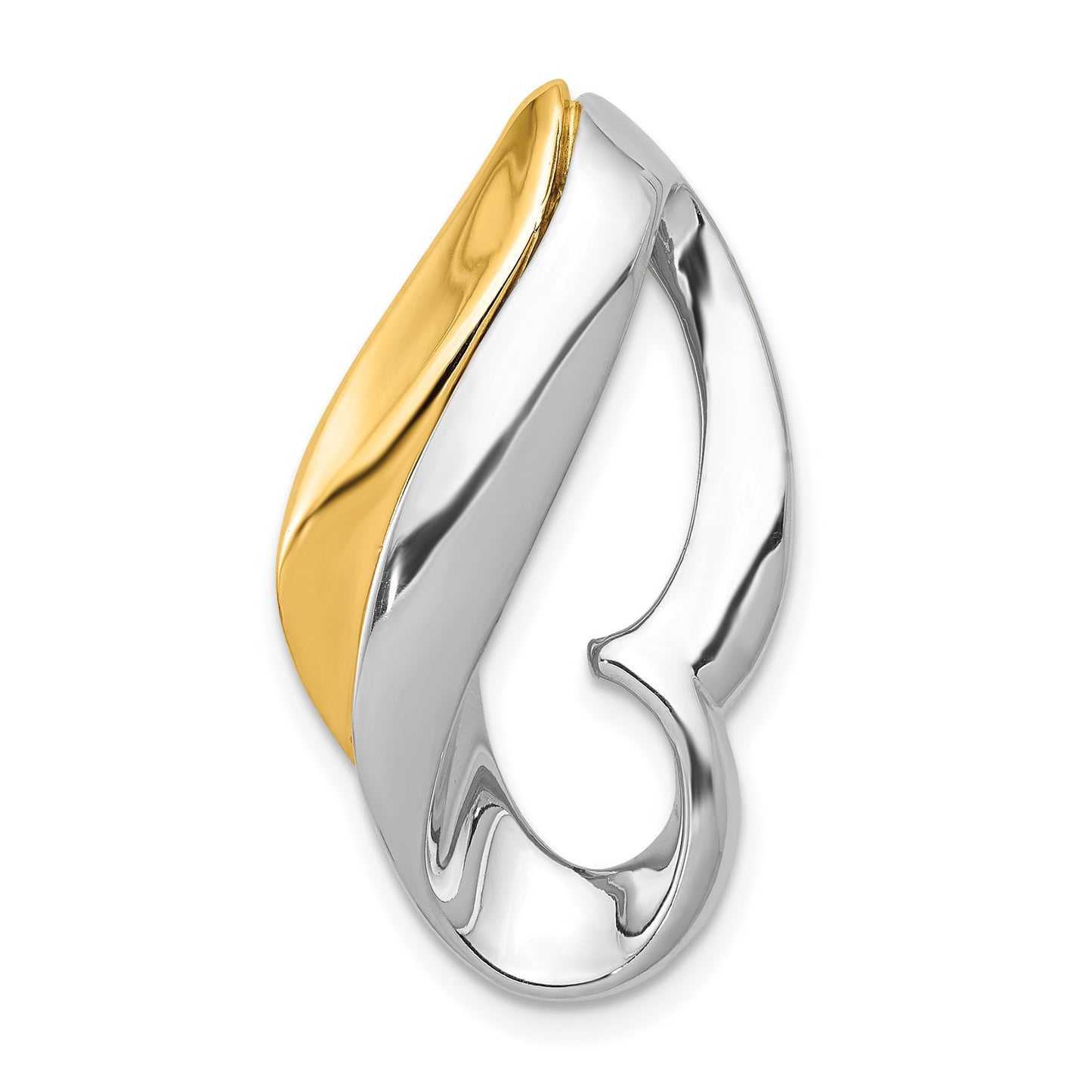 14k Two-tone Polished Slide Fits up to 6mm Regular/8mm Fancy or Reversible Omega