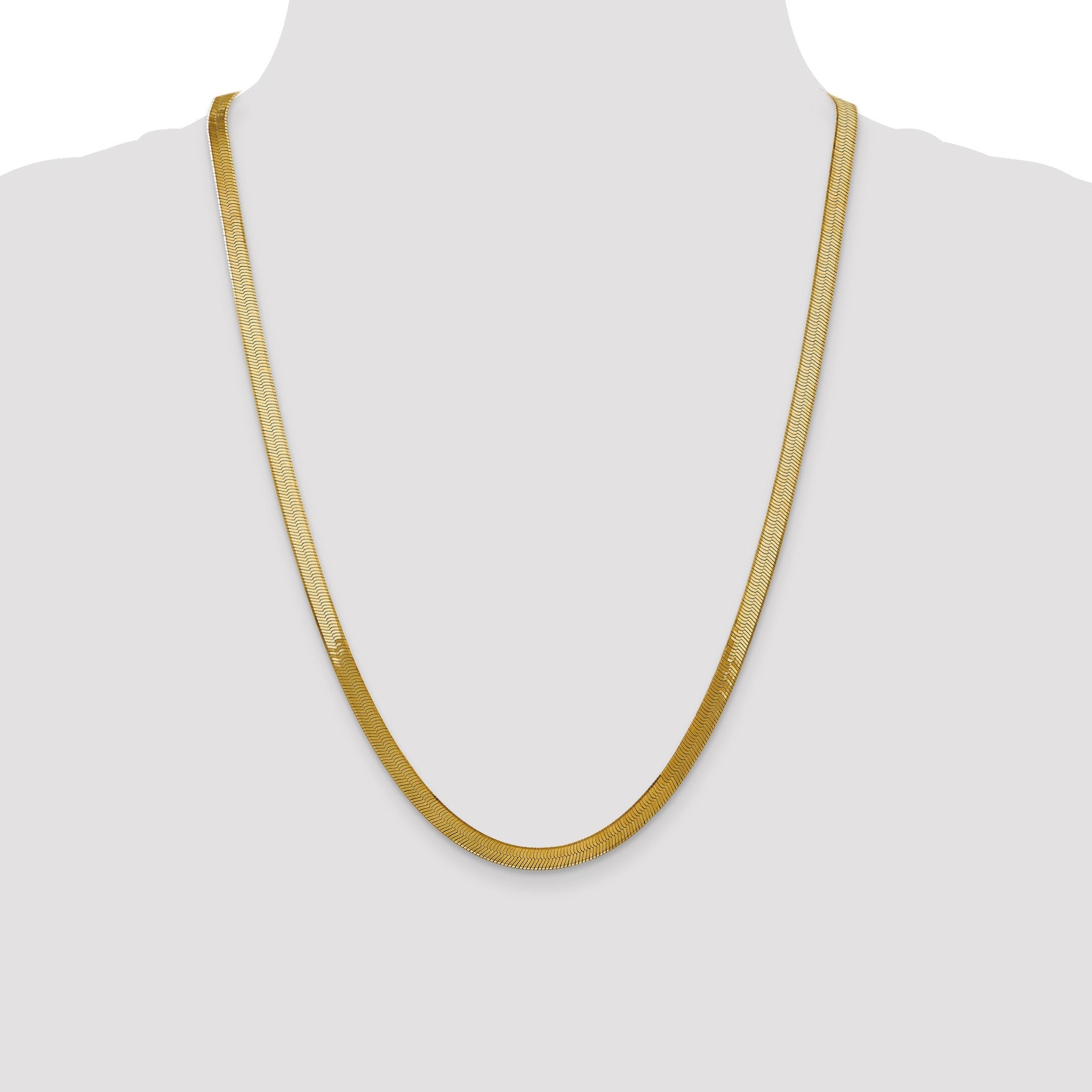 14K 24 inch 5mm Silky Herringbone with Lobster Clasp Chain