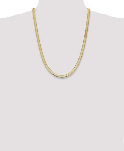 14K 24 inch 5.5mm Silky Herringbone with Lobster Clasp Chain