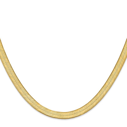 14K 18 inch 6.5mm Silky Herringbone with Lobster Clasp Chain