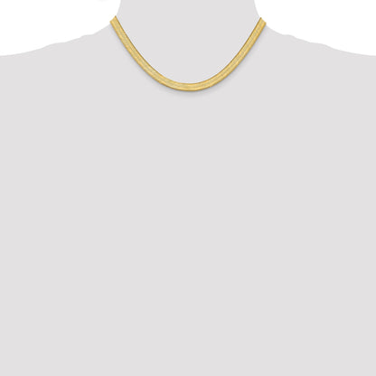 14K 16 inch 6.5mm Silky Herringbone with Lobster Clasp Chain