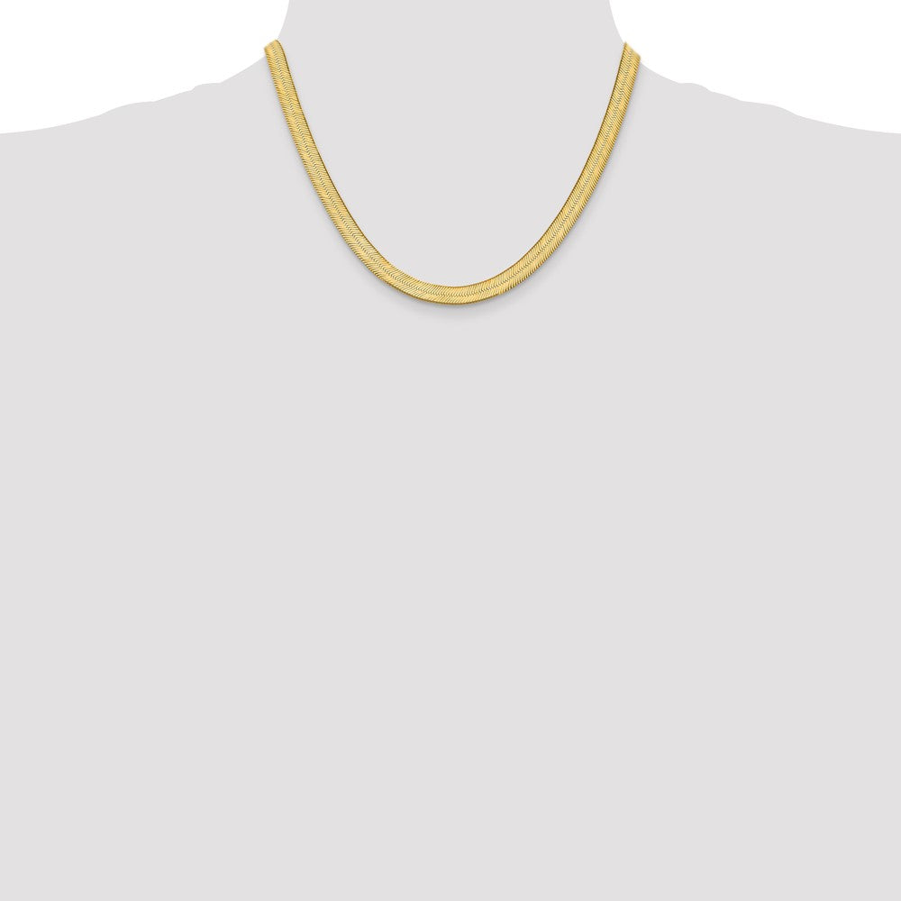 14K 18 inch 6.5mm Silky Herringbone with Lobster Clasp Chain