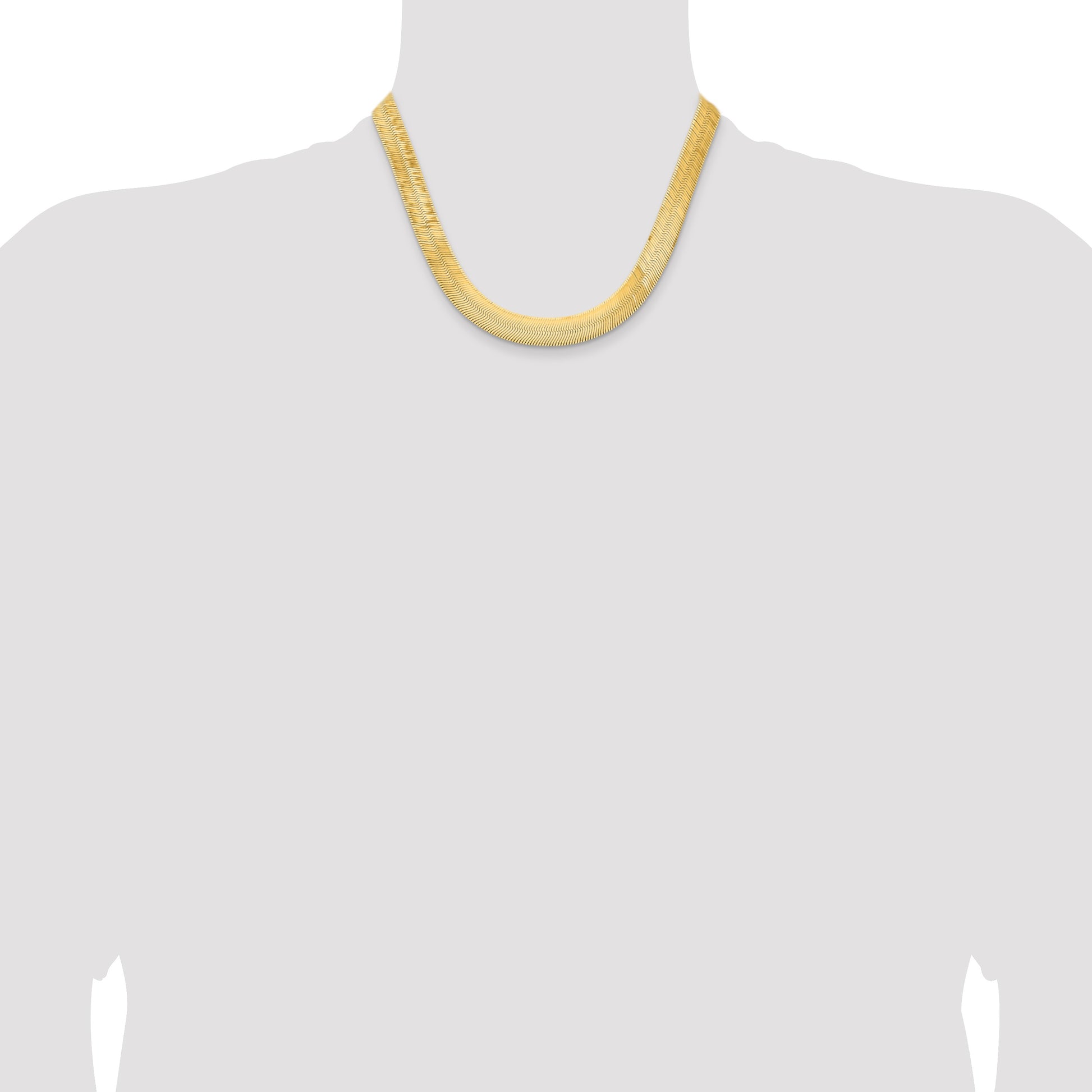 14K 18 inch 10mm Silky Herringbone with Lobster Clasp Chain