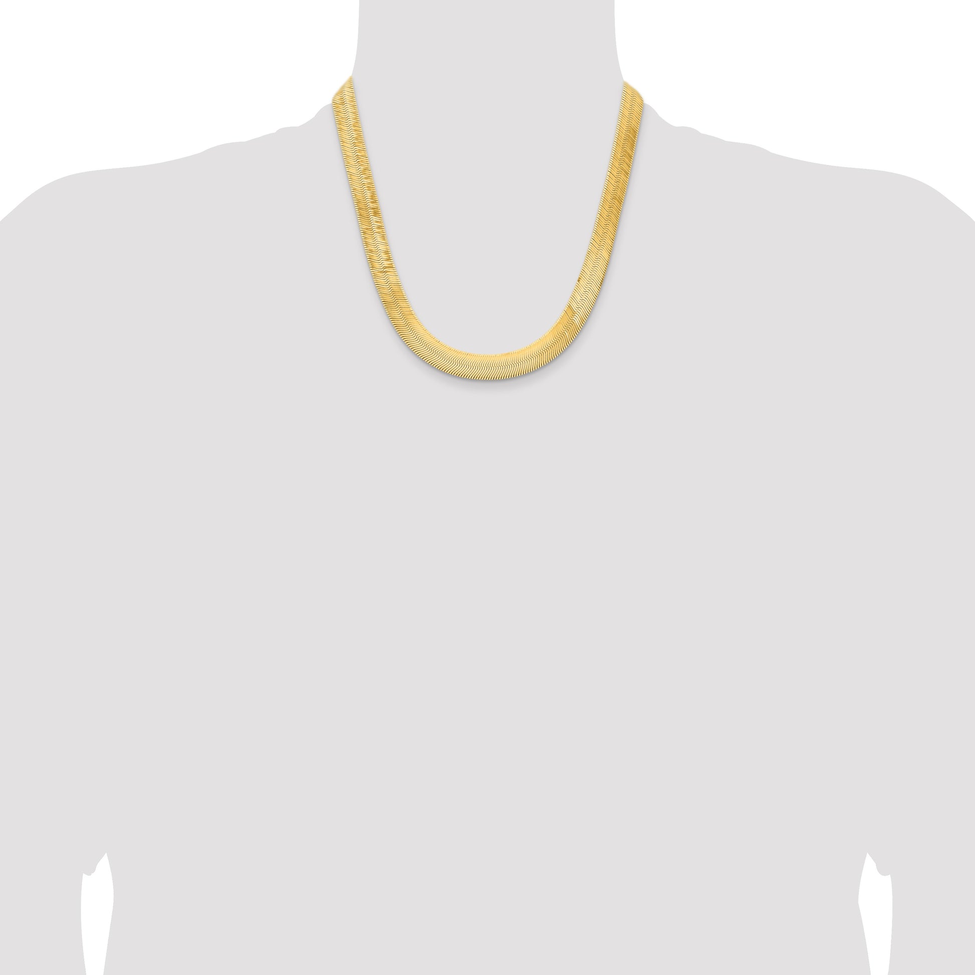14K 20 inch 10mm Silky Herringbone with Lobster Clasp Chain
