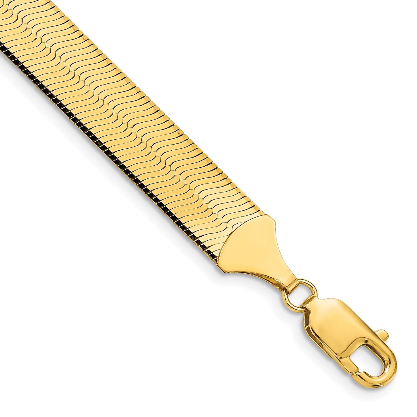 14K 7 inch 10mm Silky Herringbone with Lobster Clasp Bracelet
