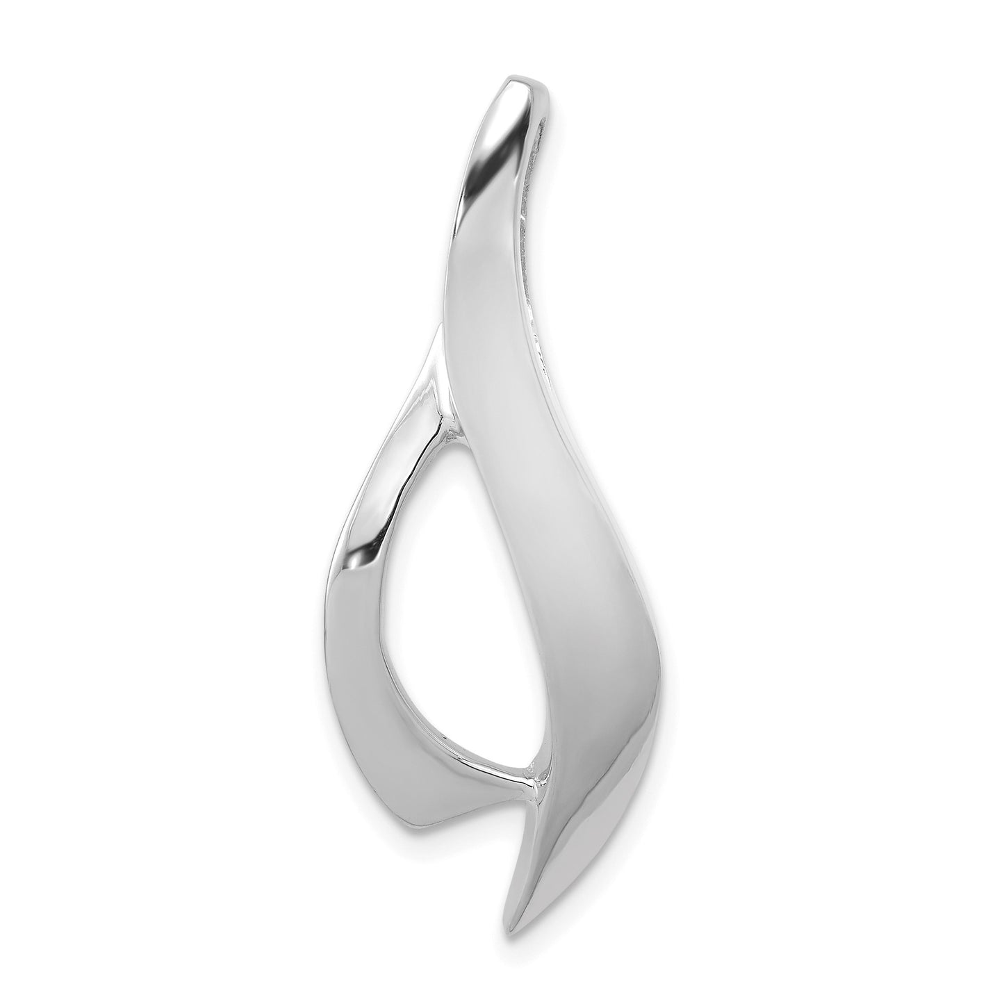 14k White Gold Polished Slide Fits up to 6mm Regular/Fancy/Reversible Omega