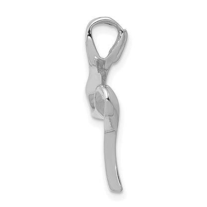 14k White Gold Polished Slide Fits up to 2mm Regular/4mm Fancy or Reversible Omega