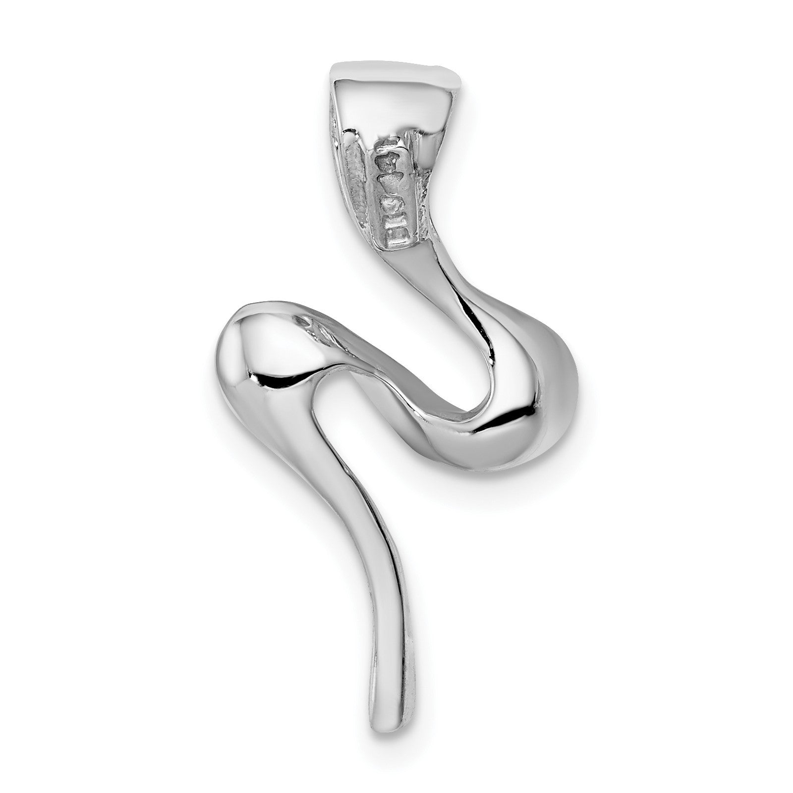 14k White Gold Polished Slide Fits up to 2mm Regular/4mm Fancy or Reversible Omega