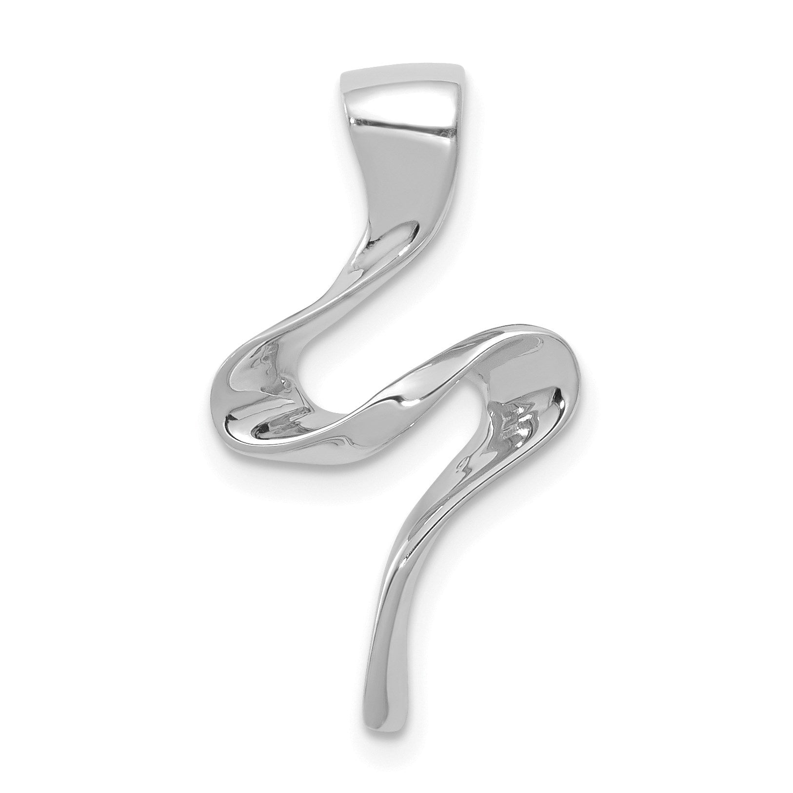 14k White Gold Polished Slide Fits up to 2mm Regular/4mm Fancy or Reversible Omega