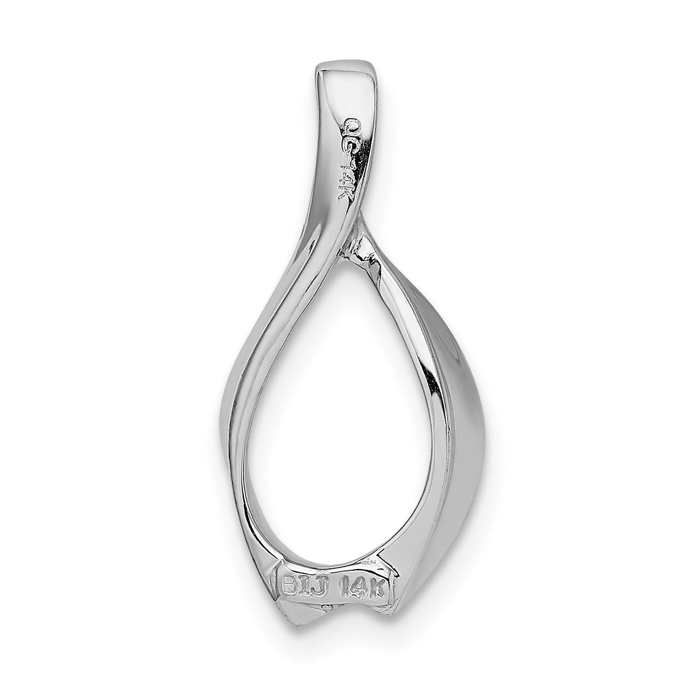 14k White Gold Polished Slide Fits up to 2mm Regular/4mm Fancy or Reversible Omega