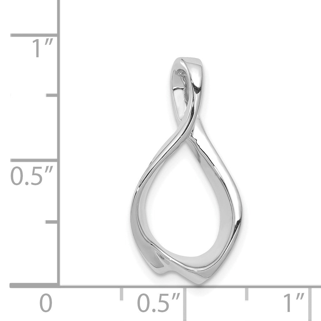 14k White Gold Polished Slide Fits up to 2mm Regular/4mm Fancy or Reversible Omega