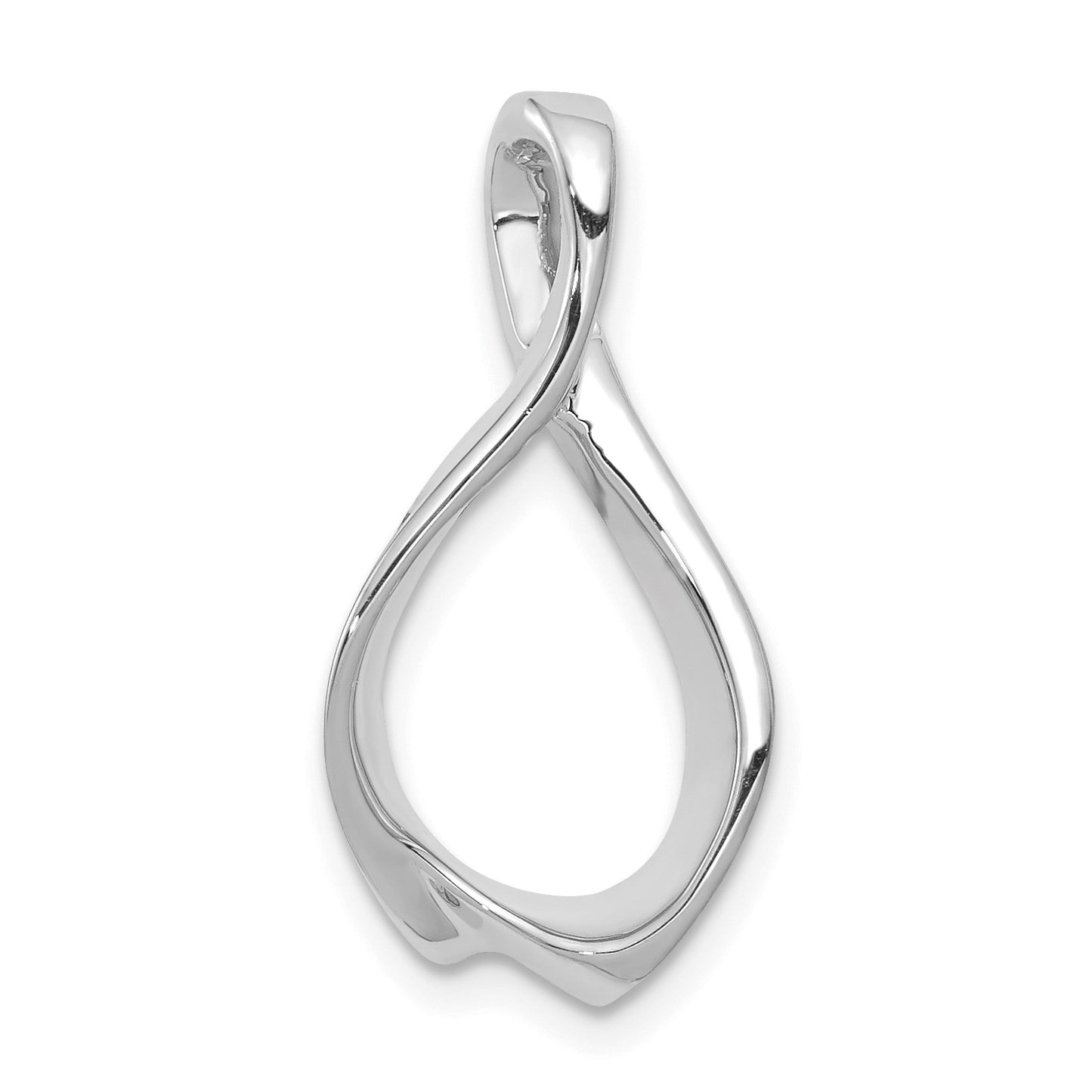 14k White Gold Polished Slide Fits up to 2mm Regular/4mm Fancy or Reversible Omega