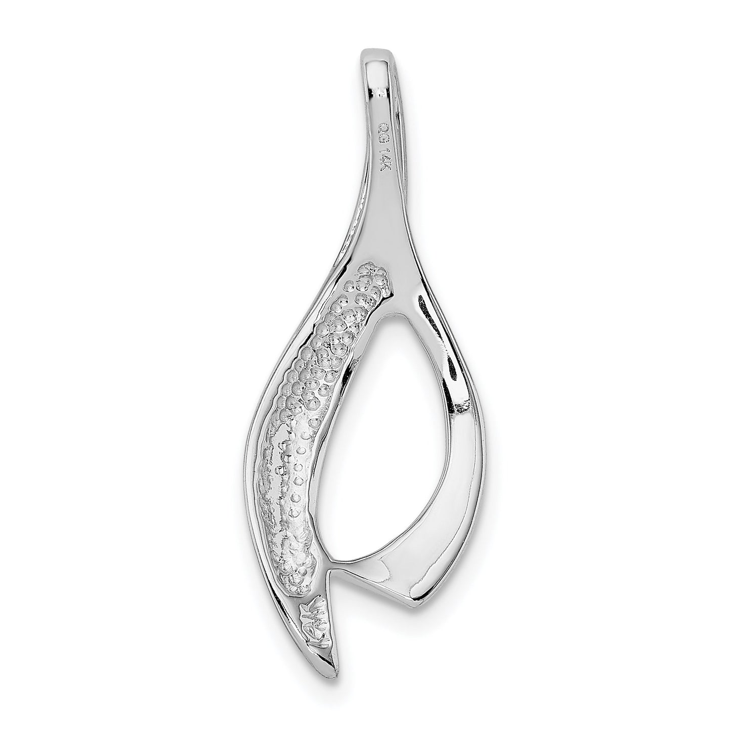 14k White Gold Polished Slide Fits up to 4mm Regular/6mm Fancy or Reversible Omega