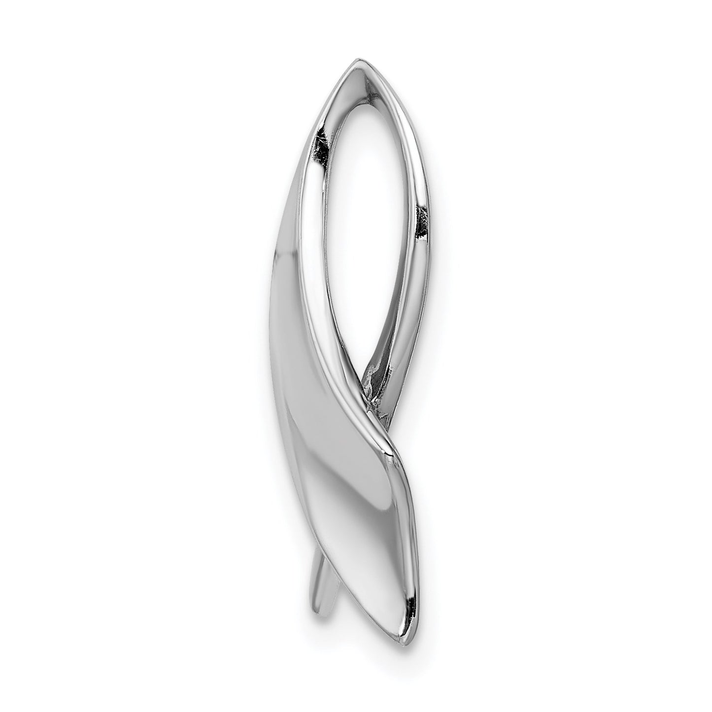 14k White Gold Polished Slide Fits up to 2mm Regular/6mm Fancy or Reversible Omega