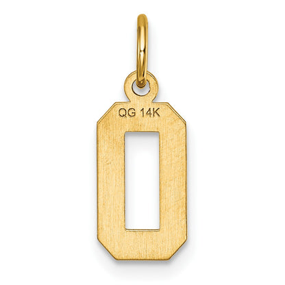 14k Small Brushed Diamond-cut Number 0 Charm