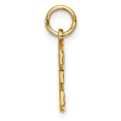 14k Small Brushed Diamond-cut Number 3 Charm