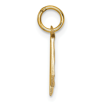 14k Small Brushed Diamond-cut Number 4 Charm