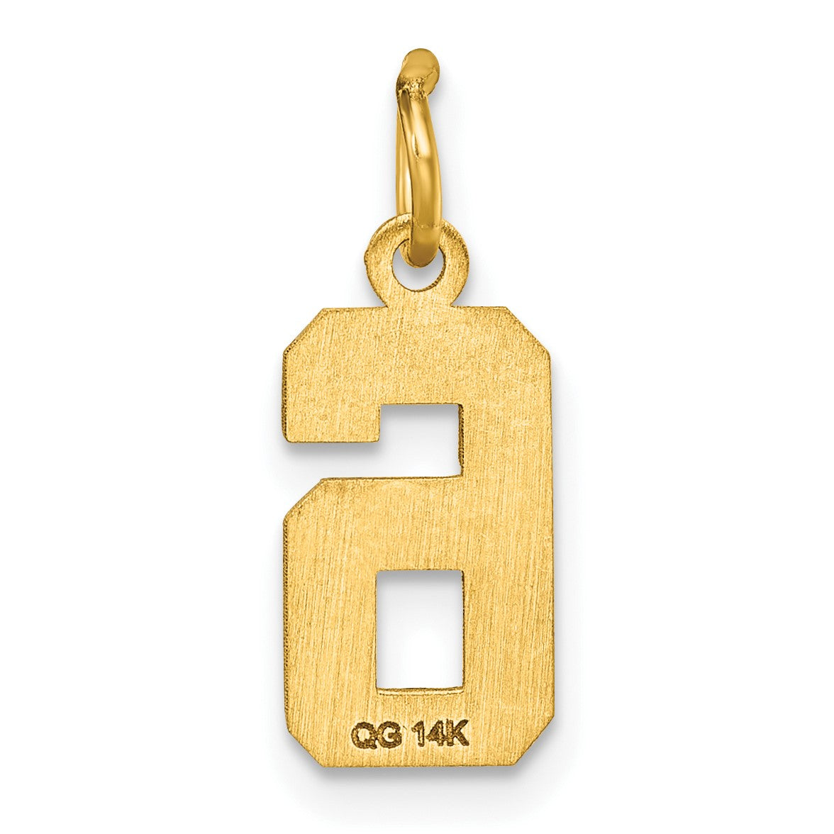 14k Small Brushed Diamond-cut Number 6 Charm