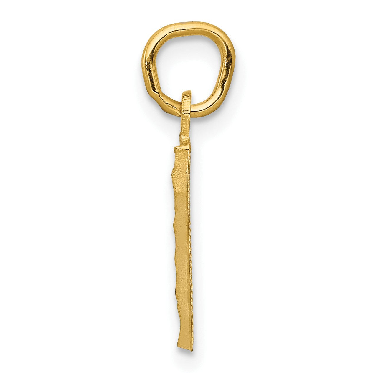 14k Small Brushed Diamond-cut Number 7 Charm