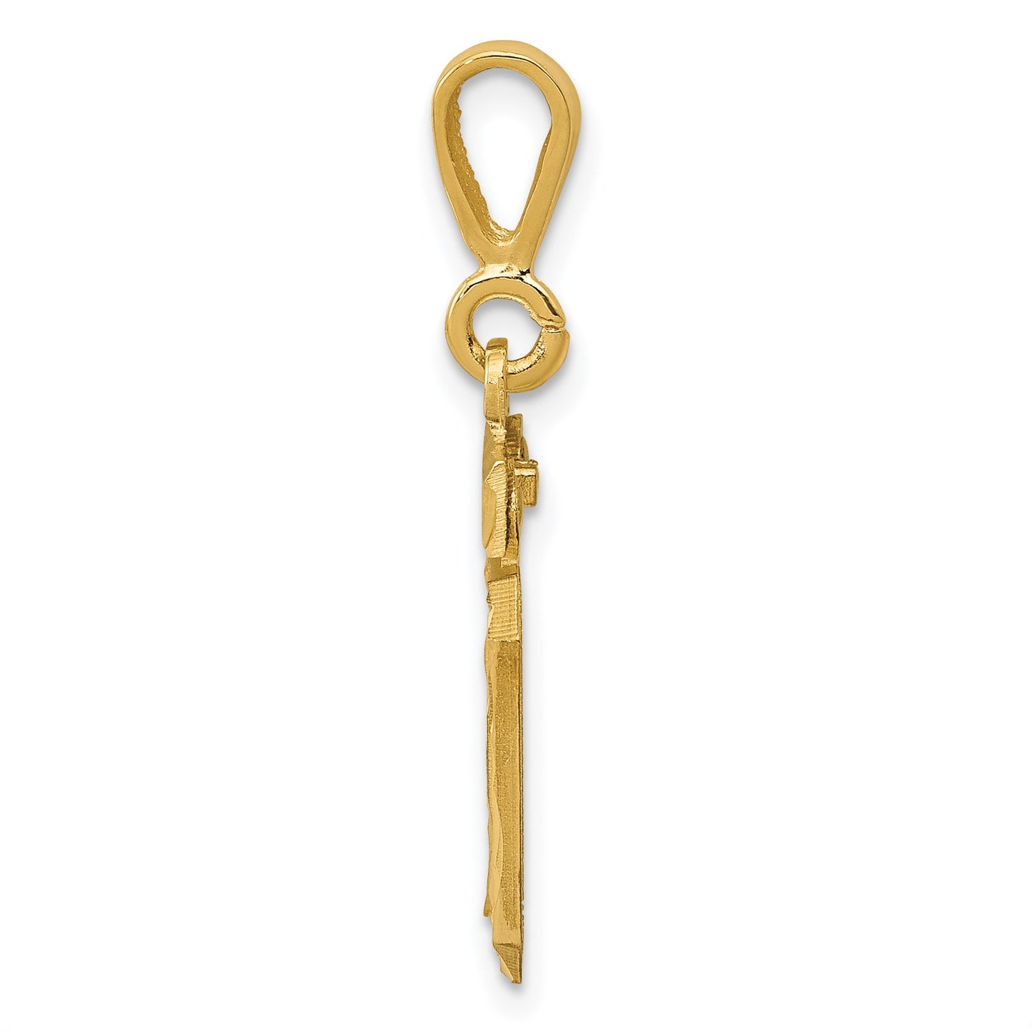 14k Small Brushed Diamond-cut Number 10 Charm