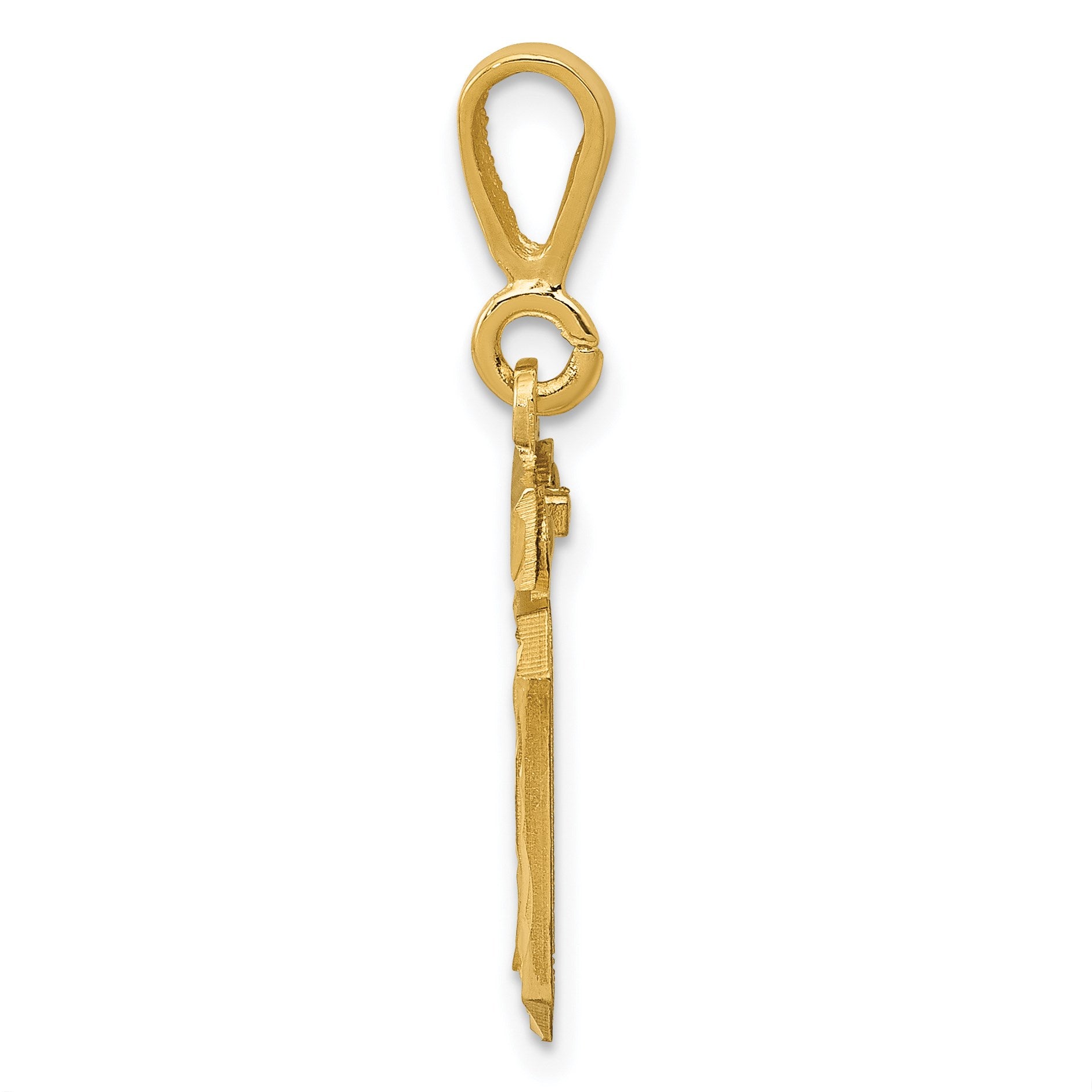 14k Small Brushed Diamond-cut Number 10 Charm