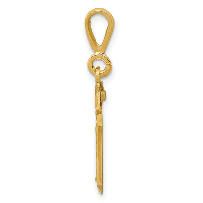 14k Small Brushed Diamond-cut Number 10 Charm