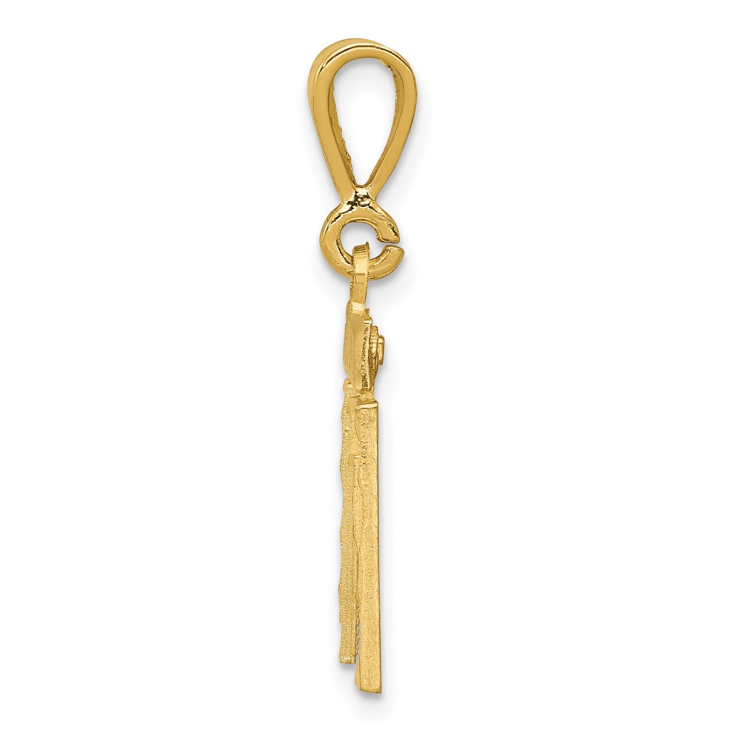 14k Small Brushed Diamond-cut Number 11 Charm