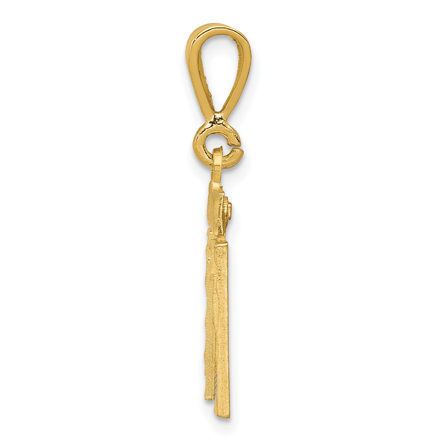 14k Small Brushed Diamond-cut Number 11 Charm