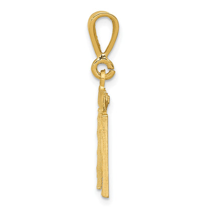 14k Small Brushed Diamond-cut Number 11 Charm