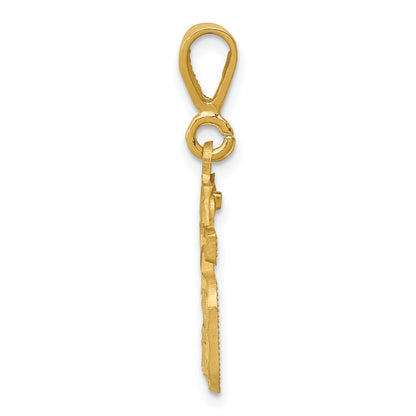 14k Small Brushed Diamond-cut Number 15 Charm