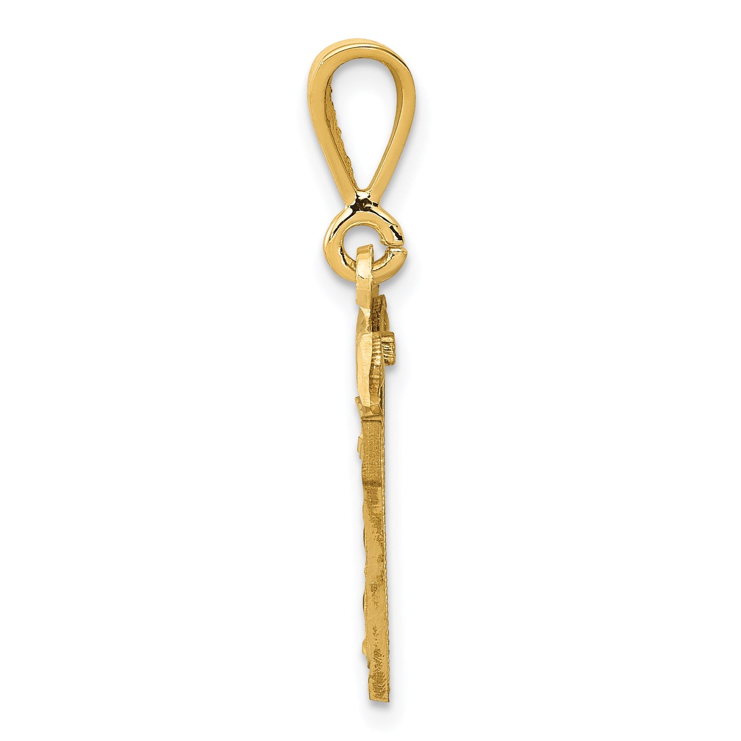 14k Small Brushed Diamond-cut Number 17 Charm