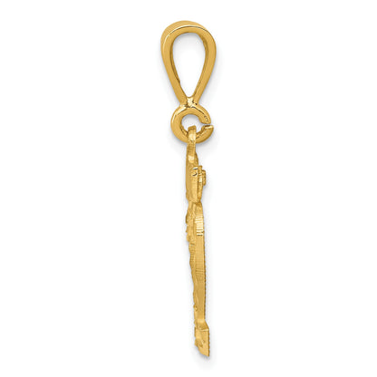 14k Small Brushed Diamond-cut Number 22 Charm
