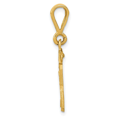 14k Small Brushed Diamond-cut Number 23 Charm