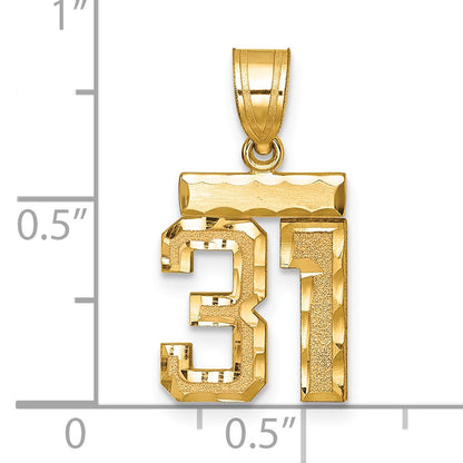 14k Small Brushed Diamond-cut Number 31 Charm