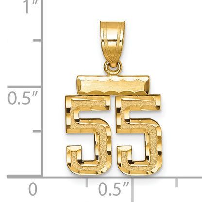 14k Small Brushed Diamond-cut Number 55 Charm