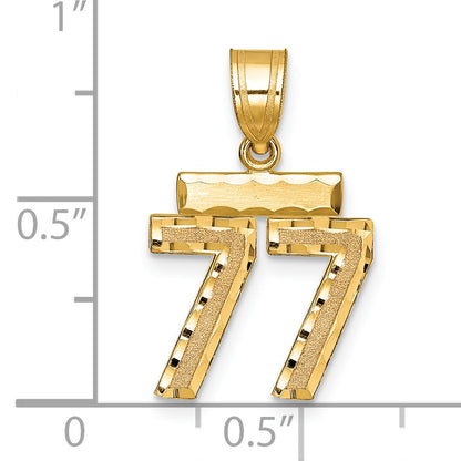 14k Small Brushed Diamond-cut Number 77 Charm