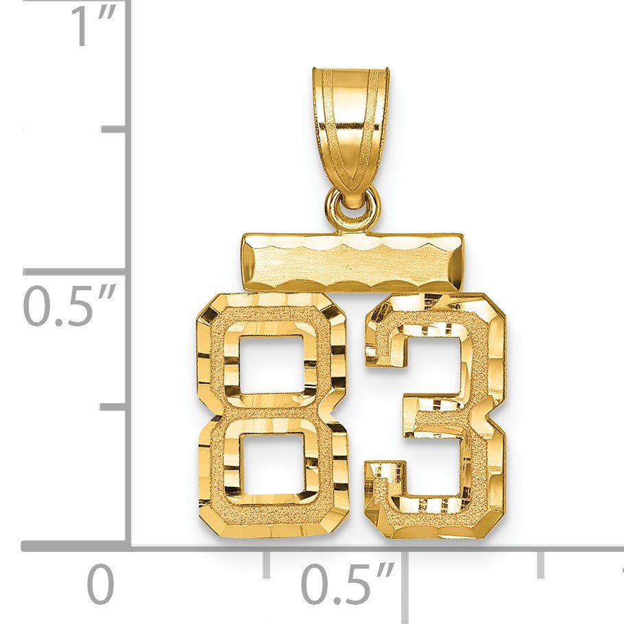 14k Small Brushed Diamond-cut Number 83 Charm