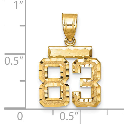 14k Small Brushed Diamond-cut Number 83 Charm