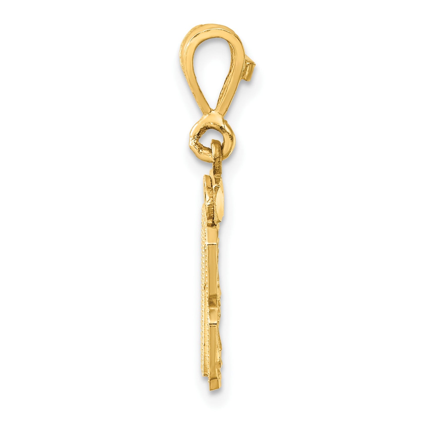 14k Small Brushed Diamond-cut Number 87 Charm