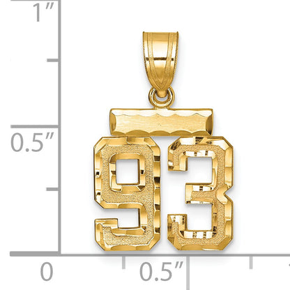 14k Small Brushed Diamond-cut Number 93 Charm