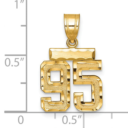 14k Small Brushed Diamond-cut Number 95 Charm