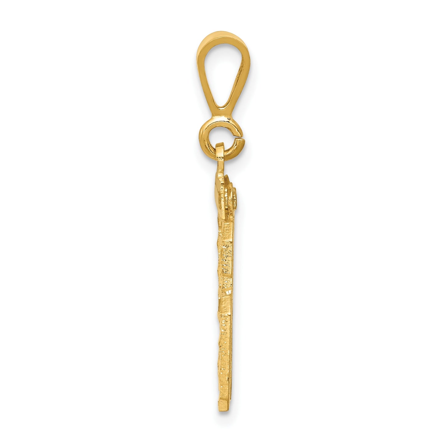 14k Small Brushed Diamond-cut Number 96 Charm