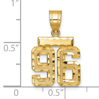 14k Small Brushed Diamond-cut Number 96 Charm