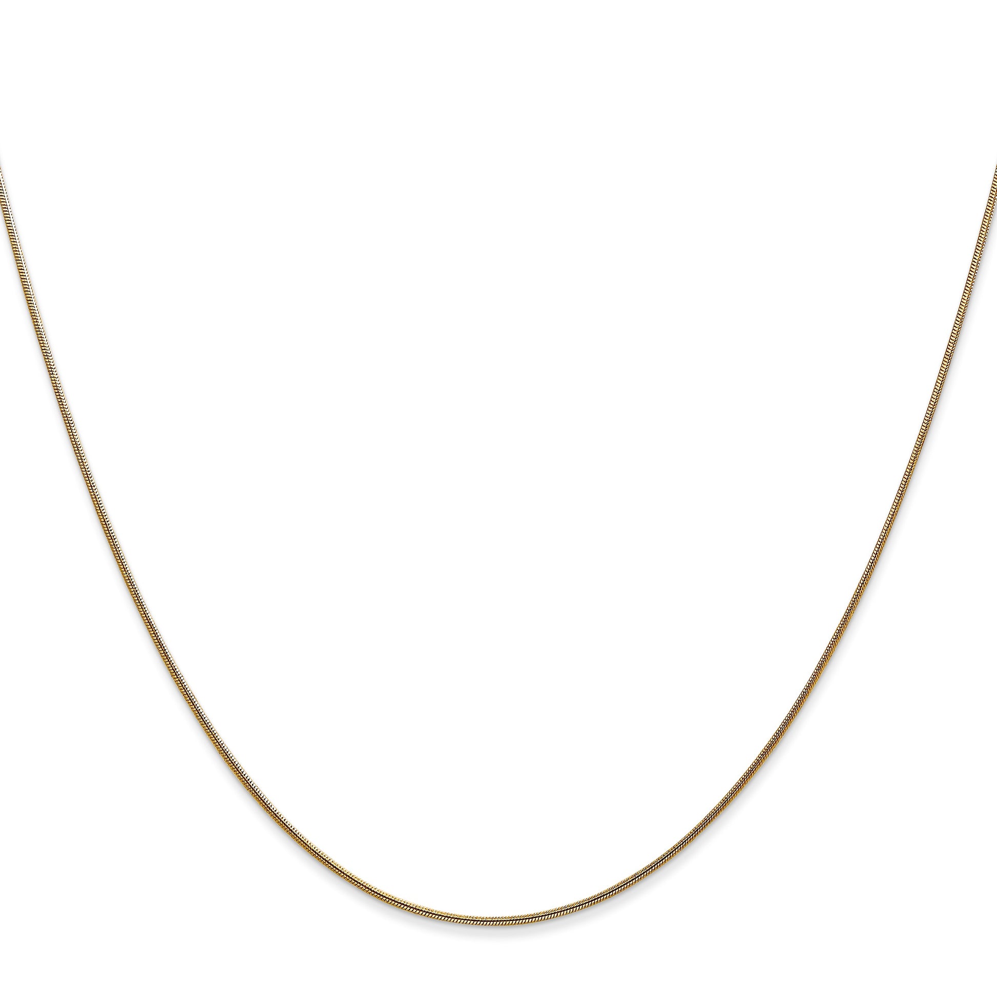 14K 14 inch .8mm Round Snake with Lobster Clasp Chain