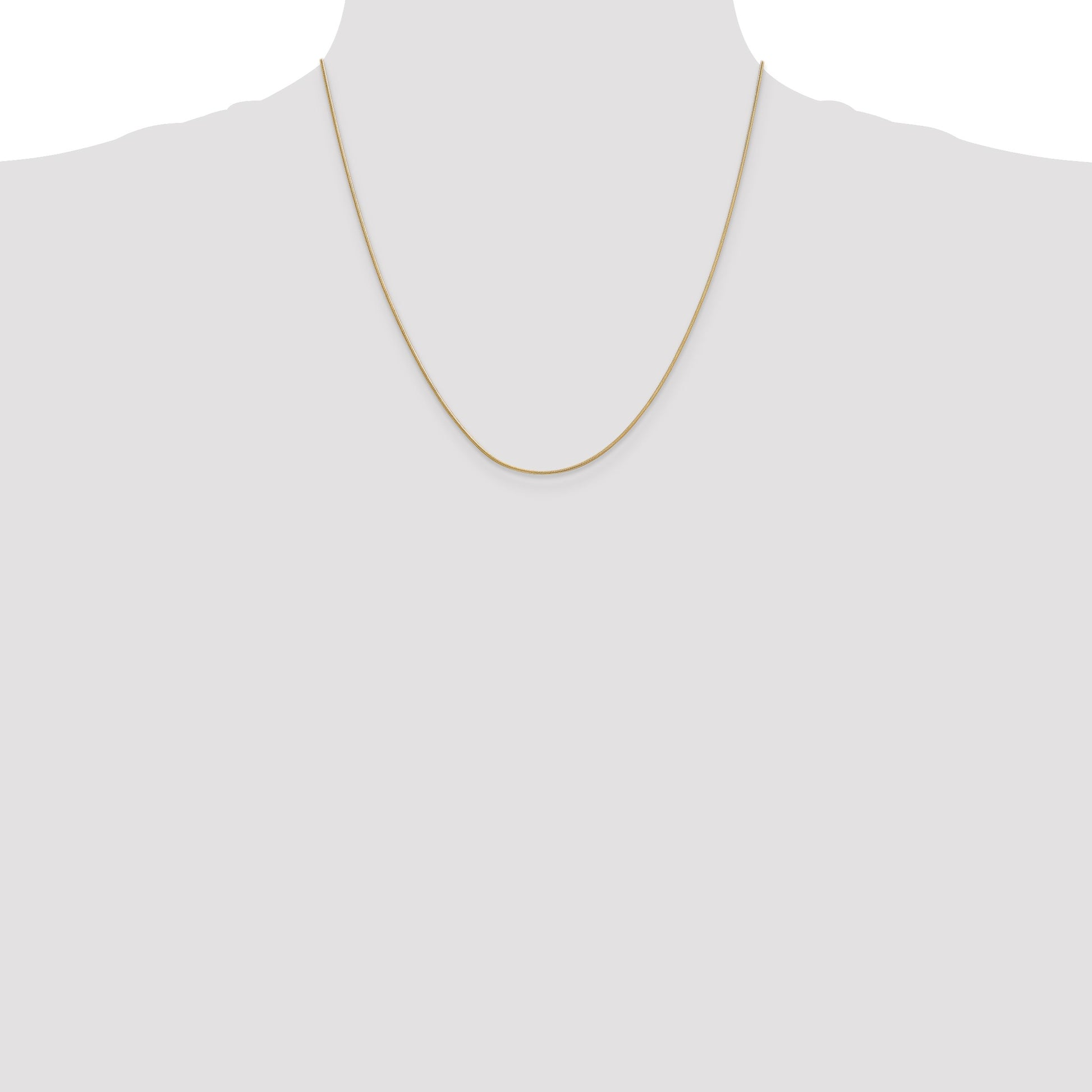 14K 20 inch .9mm Round Snake with Lobster Clasp Chain