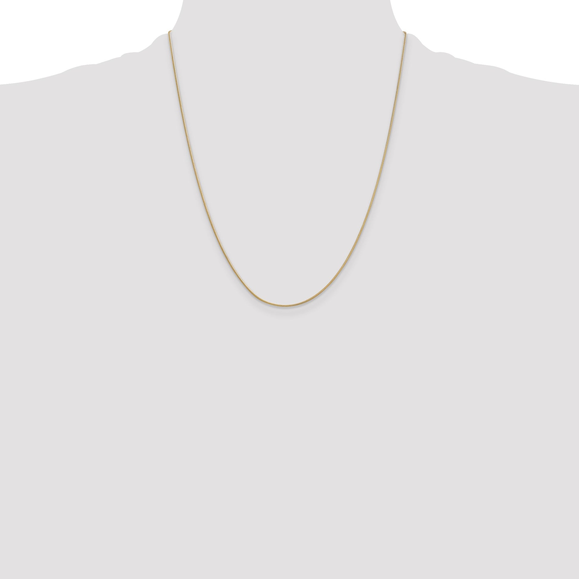 14K 22 inch .9mm Round Snake with Lobster Clasp Chain