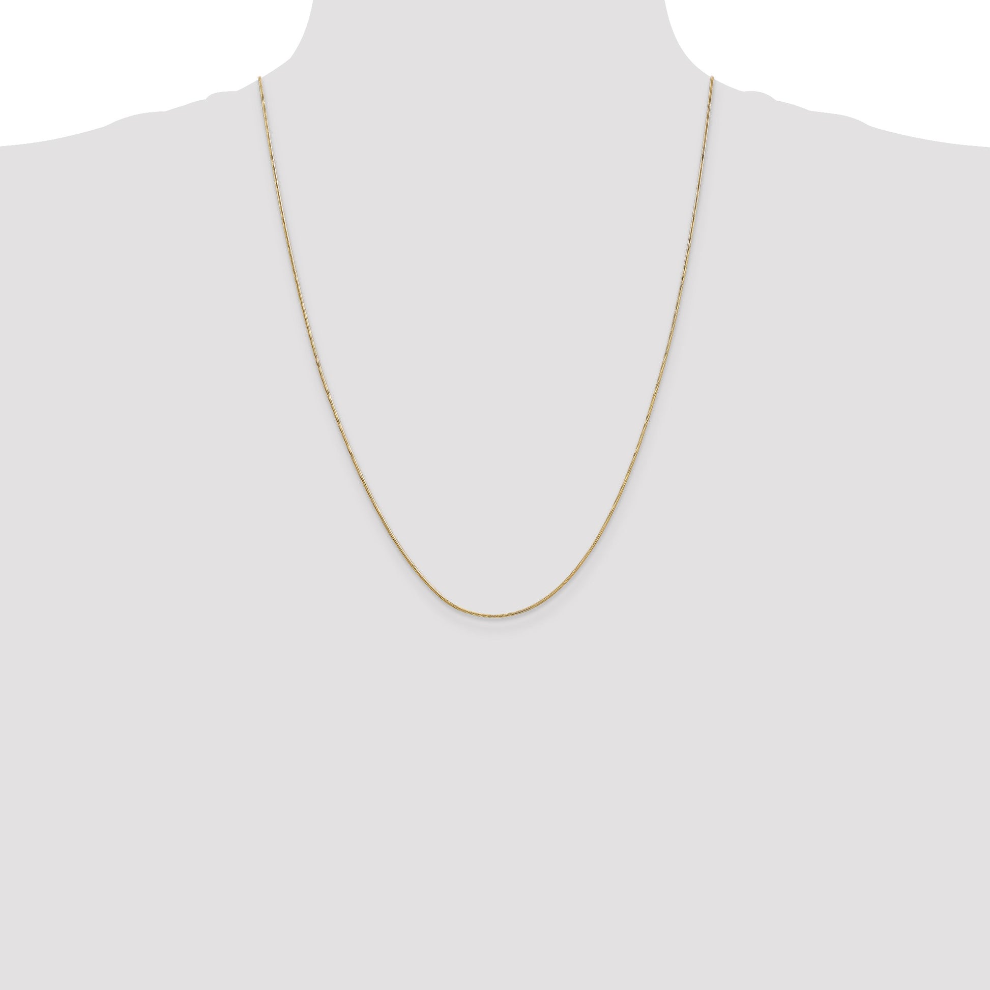 14K 24 inch .9mm Round Snake with Lobster Clasp Chain