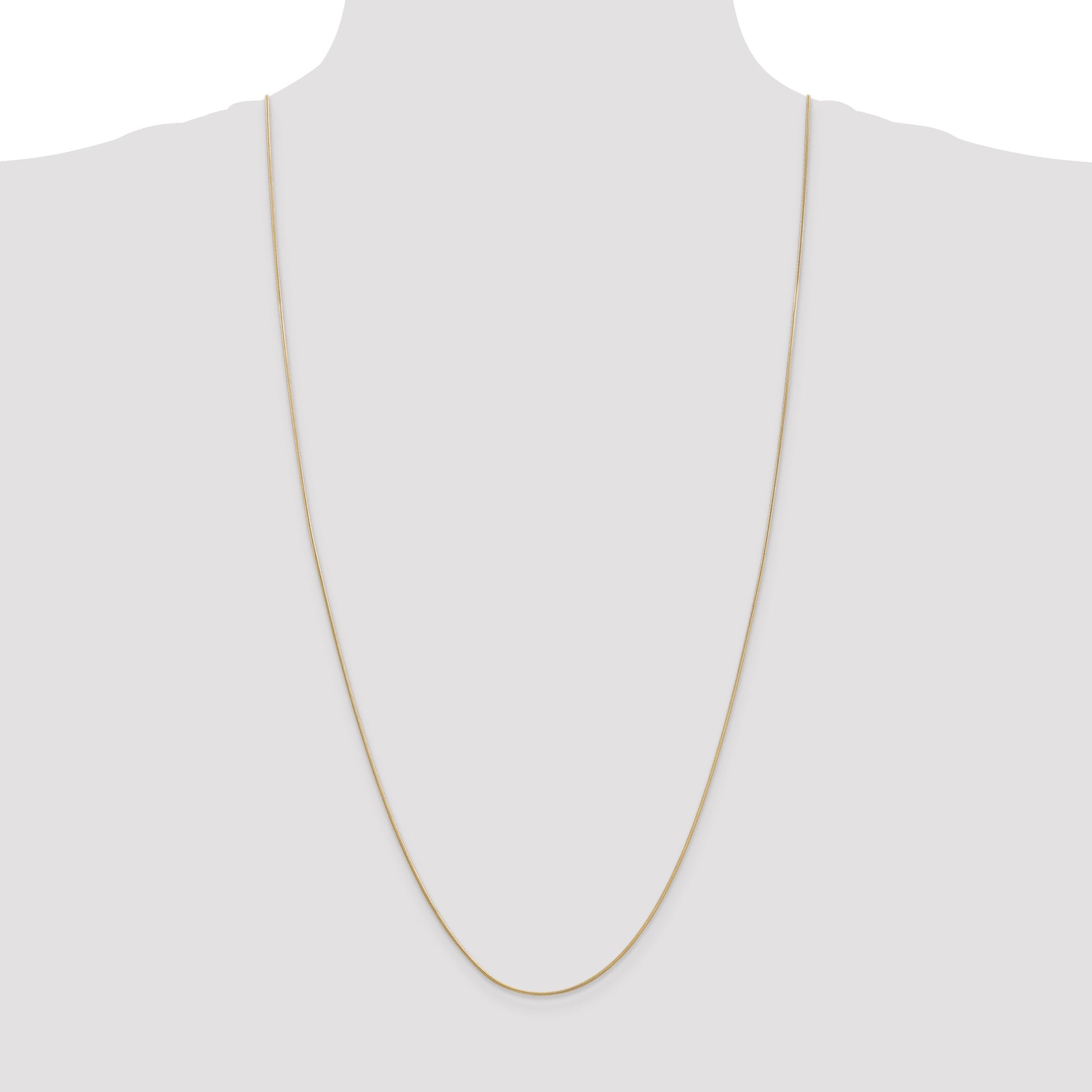14K 30 inch .9mm Round Snake with Lobster Clasp Chain