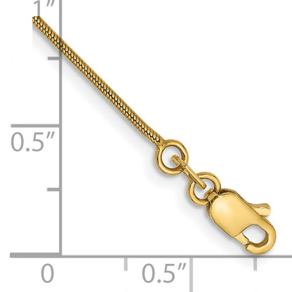 14K 7 inch .9mm Round Snake with Lobster Clasp Bracelet